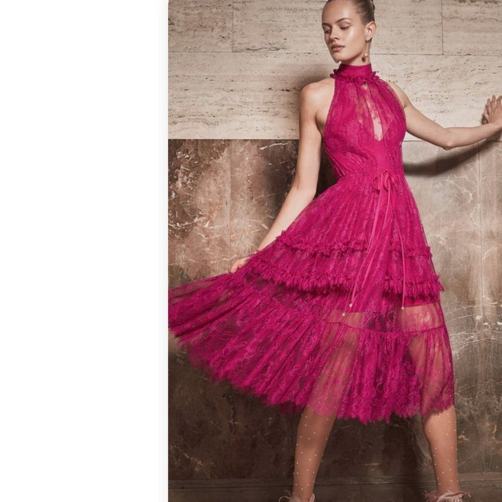 SOLD! Alexis Magdalina Pleated Lace Halter - Picture 1 of 9